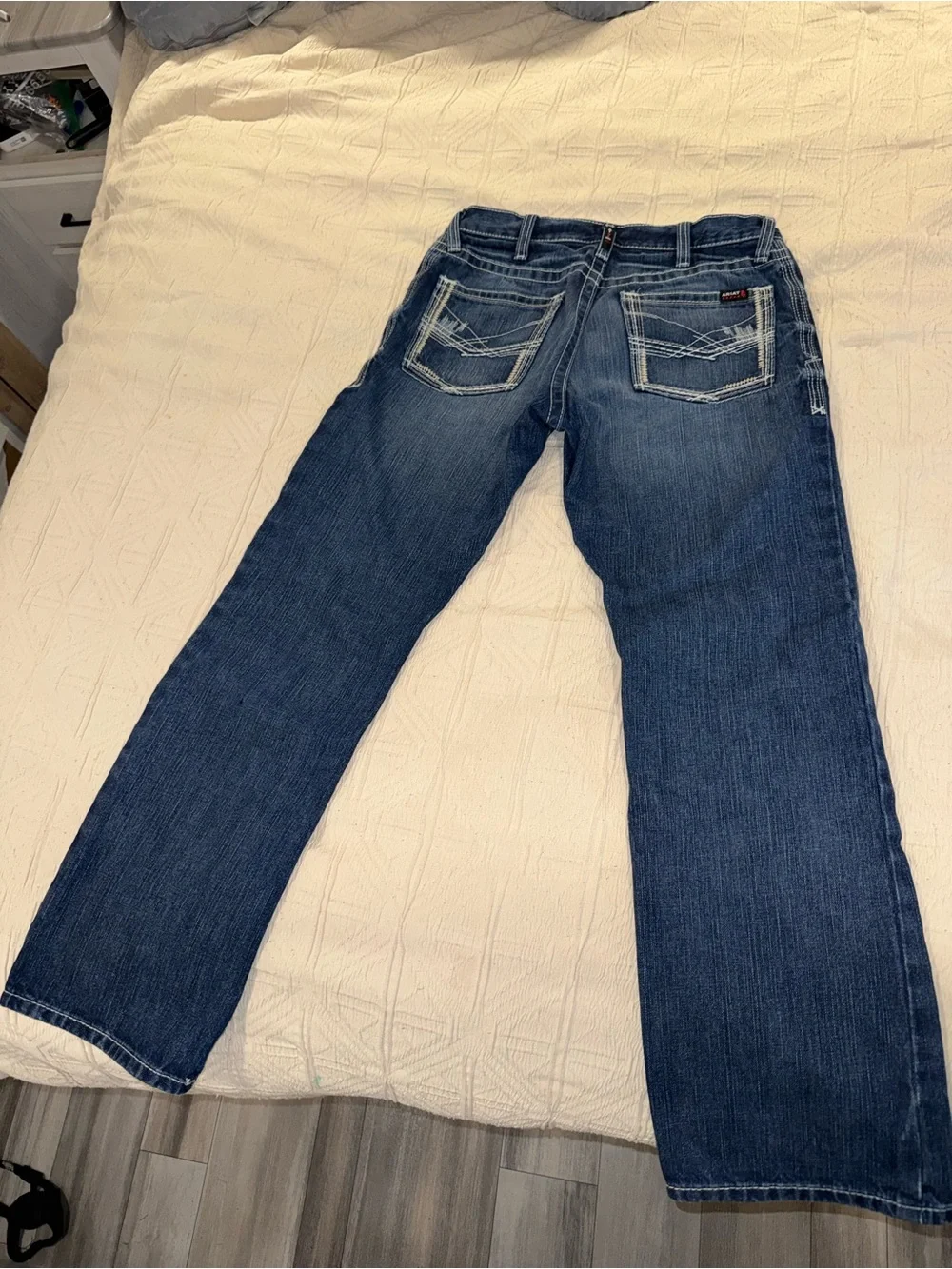 Ariat Men's Dark Blue Boot Cut Jeans with Embroidered Back Pockets